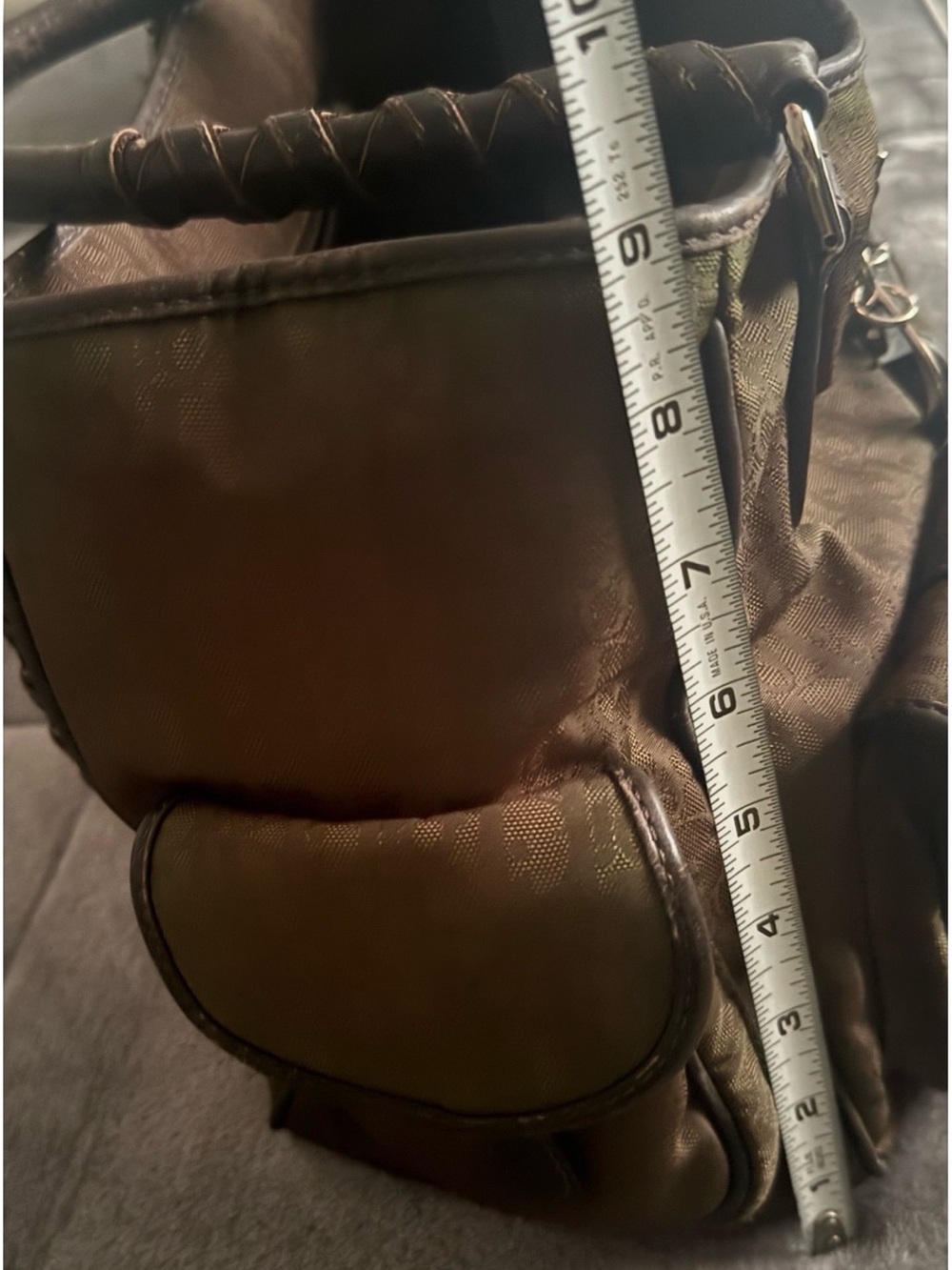 Dior Vintage Brown Leather Trim Satchel with Silver Charm - Picture 4 of 5